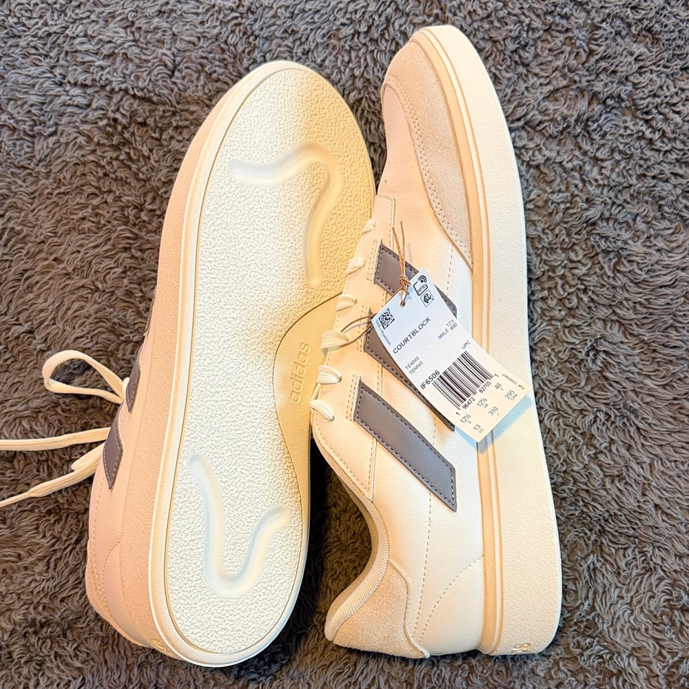Adidas Men's Cream and Gray Sneakers - Picture 2 of 3